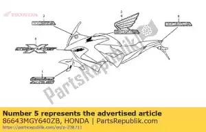 Honda 86643MGY640ZB mark, fr. calandra laterale * tipo - Il fondo