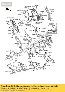 Kawasaki 550495099H8 carenagem., lateral, direita, ébano - Lado inferior