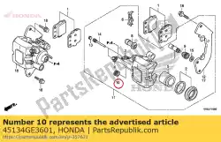 Aquí puede pedir tapón, polvo de Honda , con el número de pieza 45134GE3601: