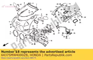 Honda 64375MW4000ZB capucha, l. medio interno * r1 - Lado inferior