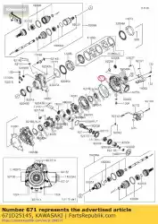 Aqui você pode pedir o o ring kvf650-a1 em Kawasaki , com o número da peça 671D25145: