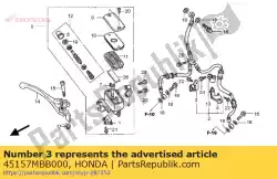 Aqui você pode pedir o clamper, r. Fr. Mangueira do freio em Honda , com o número da peça 45157MBB000: