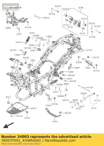 Kawasaki 34003Y001 houder-stap, rr - Onderkant