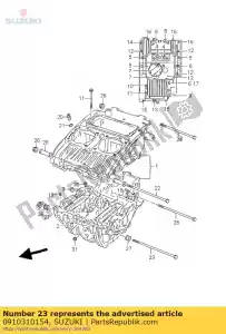 Suzuki 0910310154 bolt,l:245 - Bottom side