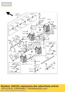 Kawasaki 150101836 carburateur, lh, buiten - Onderkant