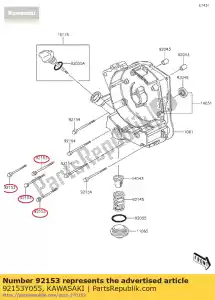 Kawasaki 92153Y055 boulon, bride, 6x85 - La partie au fond