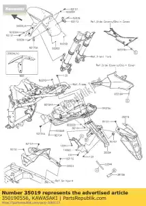 Kawasaki 350190556 kentekenplaathouder,  zwart - Bovenste deel