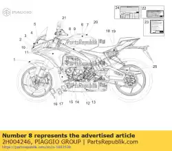 decalco face dx serbatoio benzina van Piaggio Group, met onderdeel nummer 2H004246, bestel je hier online: