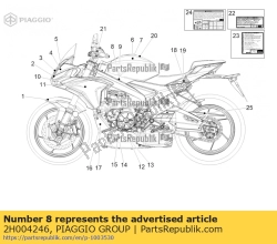 Aprilia 2H004246, Naklejka fasce dx serbatoio benzina, OEM: Aprilia 2H004246