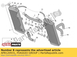 Aprilia AP8120931, Tuyau de pompe de refroidisseur, OEM: Aprilia AP8120931