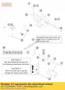 ktm 61135054044 eje de bomba de agua con. anillo de sellado - Lado inferior