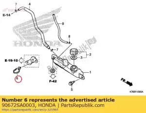 honda 90672SA0003 correa, cable, 118 mm (negro) - Lado inferior