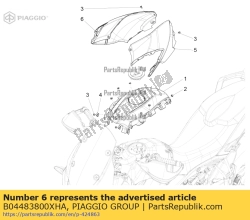 Aprilia B04483800XHA, Cubierta lateral derecha, OEM: Aprilia B04483800XHA