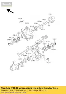 Kawasaki 490301088 hub, fr - Lado inferior