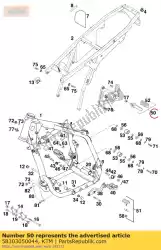 Aquí puede pedir reposapiés trasero l / s cpl. '95 de KTM , con el número de pieza 58303050044: