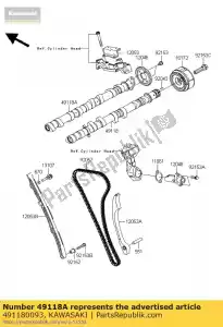 kawasaki 491180093 árbol de levas-comp, escape zg1400a8 - Lado inferior