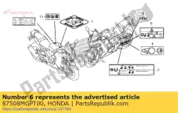 geen beschrijving beschikbaar op dit moment van Honda, met onderdeel nummer 87508MGPT00, bestel je hier online: