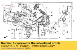 Here you can order the no description available at the moment from Honda, with part number 16012KK1771: