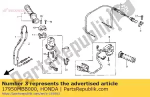 Honda 17950MBB000 comp. cabo, afogador - Lado inferior