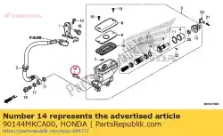 Here you can order the bolt, rr. Master cylinder, 6x21 from Honda, with part number 90144MKCA00: