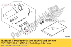 Honda 89015HF1670 éponge, boîte à outils - La partie au fond