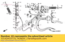 Here you can order the case, throttle lever from Honda, with part number 53142HC0770: