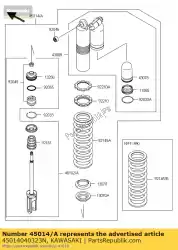 Ici, vous pouvez commander le amortisseur, spg blk + ad kx450 auprès de Kawasaki , avec le numéro de pièce 45014040323N: