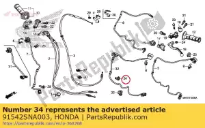 Honda 91542SNA003 clip, banda de arnés (oscuro - Lado inferior