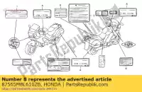 87565MBL610ZB, Honda, label, colo * type2 * honda nt deauville v nt650v 650 , Nieuw