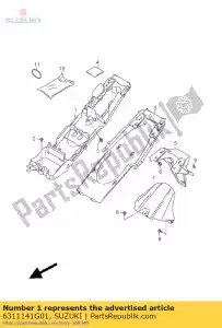 Suzuki 6311141G01 guardabarros, trasero fr - Lado inferior