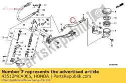 Aqui você pode pedir o mangueira, rr. Cilindro mestre em Honda , com o número da peça 43512MCA006: