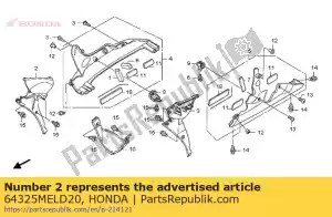 Honda 64325MELD20 capucha, r. medio interior - Lado inferior