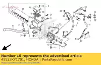 45523KY1701, Honda, grampo honda sh i  d nss forza a ad fes pantheon swing vt shadow c xa fmx funmoto c2 vtr sporty r ar c3 vt125c vt125c2 fmx650 fes125 fes125a fes150 fes150a sh300 sh300a nss250s sh300ar sh300r vtr250 sh125 sh150 sh125r sh150r sh125s sh150s sh300ra sh125a sh125ad , Novo