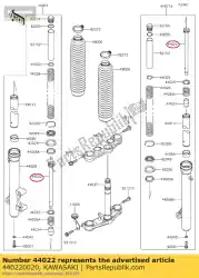 Ici, vous pouvez commander le fourche-cylindre klx125caf auprès de Kawasaki , avec le numéro de pièce 440220020: