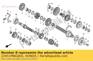 Honda 23451MBG000 gear, mainshaft third & - Bottom side