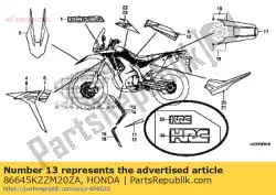 Here you can order the stripe c, r. Middle cowl *type1* from Honda, with part number 86645KZZM20ZA: