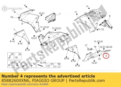 Aprilia 85882600XN6, Dolny panel boczny. czarny, OEM: Aprilia 85882600XN6