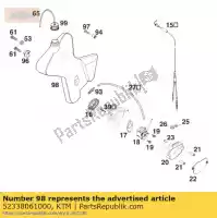 52338061000, KTM, Réservoir supplémentaire r / s 125-380'99 ktm egs exc sxs 125 200 1999 2000 2001 2002, Nouveau