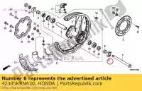 42305KRNA30, Honda, colarinho, l. rr. eixo honda  crf 250 450 2009 2010 2011 2012 2013 2014 2015 2017 2018 2019 2020, Novo