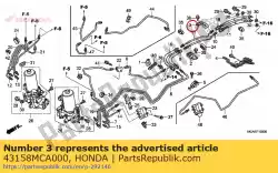 Ici, vous pouvez commander le clamper c, rr. Tuyau de frein auprès de Honda , avec le numéro de pièce 43158MCA000: