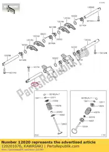 Kawasaki 120201076 eixo-rocker, admissão, l - Lado inferior