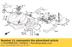 Aqui você pode pedir o tapete, silenciador do tanque de combustível em Honda , com o número da peça 17542MBB300: