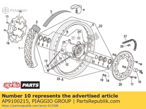 aprilia AP9100215 interne afstandhouder l = 106,5 - Onderkant