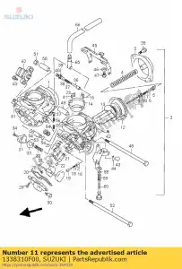 Suzuki 1338310F00 aguja, chorro - Lado inferior