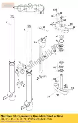 Here you can order the top tripleclamp x=16mm/d=50mm from KTM, with part number 58301034016: