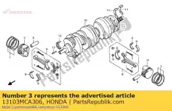 Ici, vous pouvez commander le piston, r. (0,25) auprès de Honda , avec le numéro de pièce 13103MCA306: