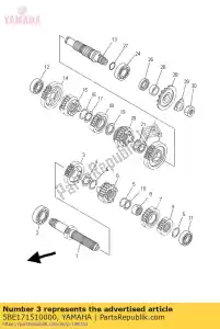 yamaha 5BE171510000 engranaje, quinto piñón - Lado inferior