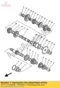 yamaha 5F7171310000 engranaje, 3er piñón - Lado inferior