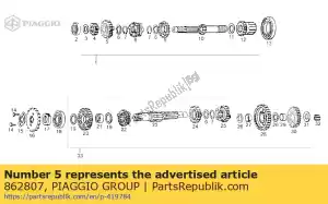 Piaggio Group 862807 pinhão 5¬ primário - Lado inferior