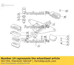 batterijkabel afdekken van Piaggio Group, met onderdeel nummer 567194, bestel je hier online: